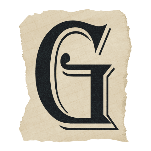 Stylized black letter g transparent elegant vintage minimalist design