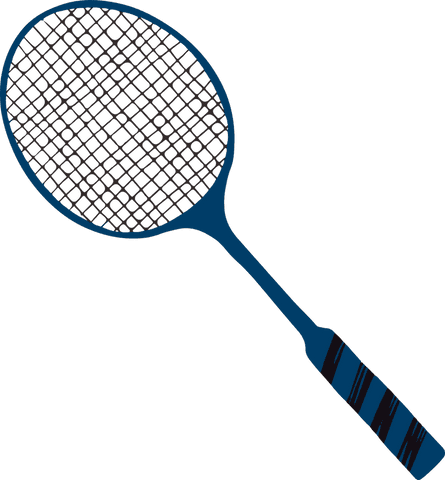 Stylized blue tennis racket on transparent background