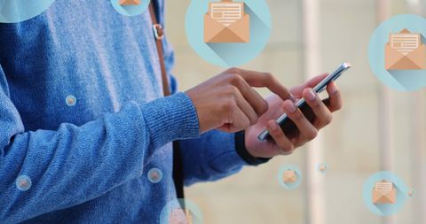 Digital Communication with Mail Icons Over Smartphone - Download Free Stock Images Pikwizard.com