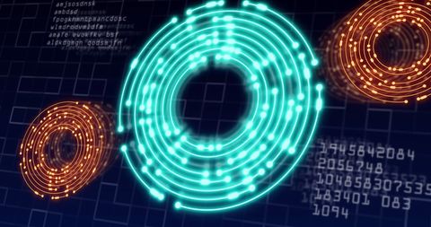 Futuristic neon circuit visualization in digital environment