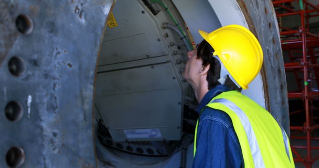 Engineer in Safety Gear Inspecting Industrial Equipment for Maintenance - Download Free Stock Images Pikwizard.com