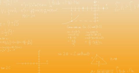 Mathematical Formulas on Orange Background for Concepts and Education - Download Free Stock Images Pikwizard.com