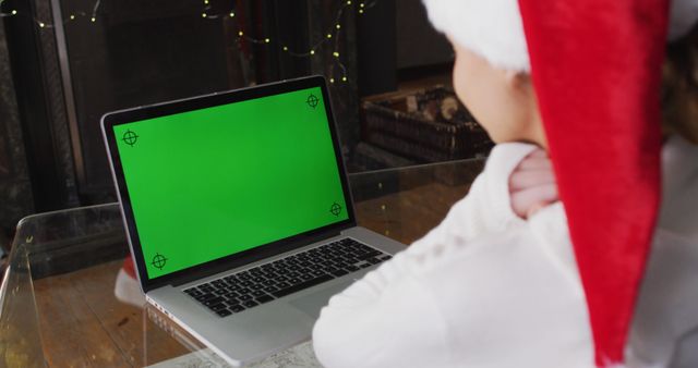 Child Watching Holiday Entertainment on Laptop with Green Screen - Download Free Stock Images Pikwizard.com