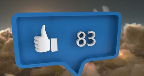 Blue thumbs up like icon among clouds