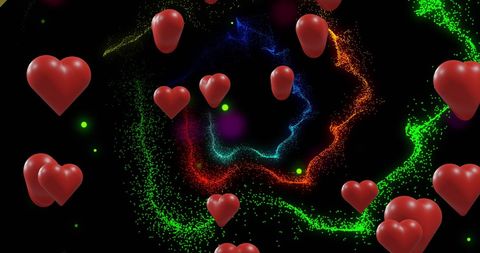 Colorful Heart Dimensions Design with Romantic Flair