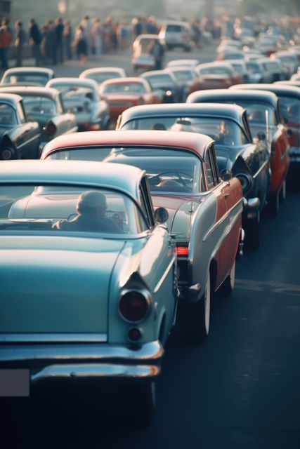 Vintage Cars in a Traffic Jam - Download Free Stock Images Pikwizard.com