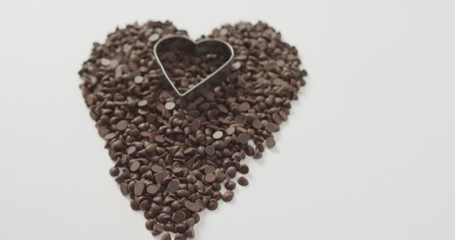 Heart Shaped Chocolate Chips with Heart Cookie Cutter on White Background - Download Free Stock Images Pikwizard.com