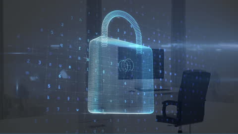Digital Padlock Representing Cyber Security in Office Environment