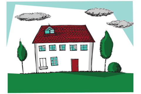 transparent illustration of house with clouds and trees - Download Free Stock Videos Pikwizard.com
