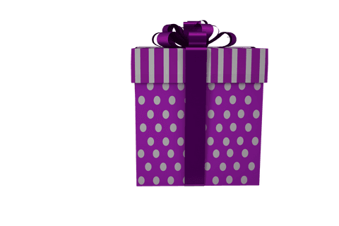 Vibrant purple gift box on transparent background