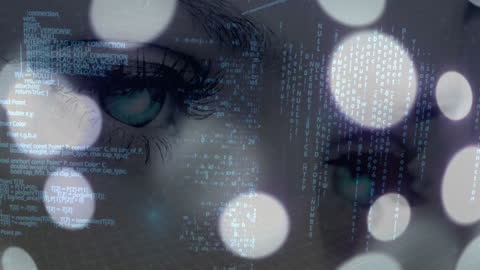 Futuristic Technology Interface with Digital Elements and Female Eye