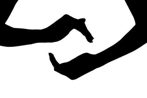 Digital transparent hands silhouette communicating message