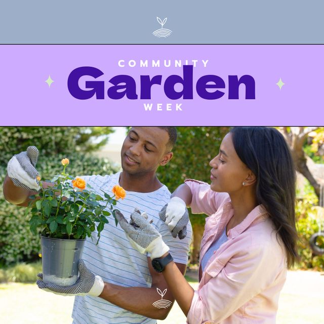 African American Couple Gardening During Community Garden Week - Download Free Stock Templates Pikwizard.com