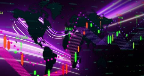 Global Data Visualization with World Map and Graphs on Purple Background - Download Free Stock Images Pikwizard.com