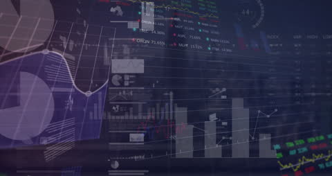 Animated Stock Market Data Overlay on Cityscape View