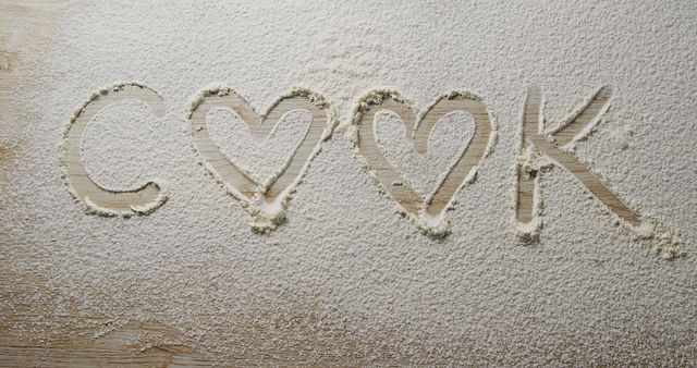 Creative Cook Sign Made with Flour on Wooden Surface - Download Free Stock Images Pikwizard.com