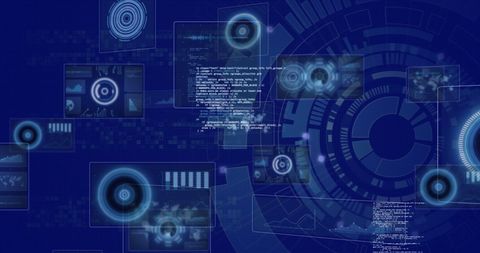 Futuristic Data Processing Interface with Blue Digital Elements - Download Free Stock Images Pikwizard.com