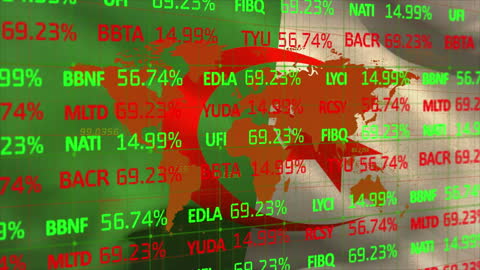 Financial Data Processing Over Spanish Flag Animation