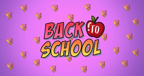 Colorful Back to School Graphic with Apple Icon