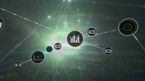 Digital Network Connections Over Ocean Animated Concept