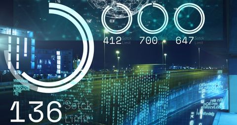 Futuristic Digital Data Overlay on Cityscape for Global Business - Download Free Stock Images Pikwizard.com