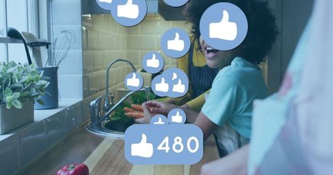 Two Friends Bonding Over Cooking With Social Media Interaction