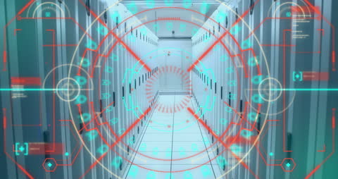 Digital Interface Overlay on Data Center Server Room