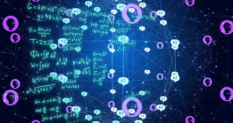 Digital Network and AI Icons with Scientific Data Connections