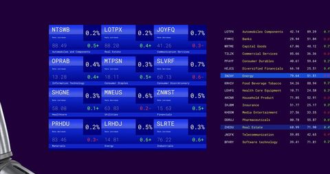 Futuristic fintech dashboard with robot arm in digital interface