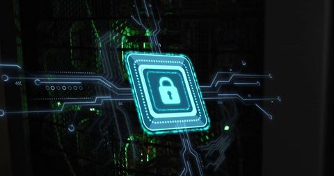 Digital Padlock Overlay on Secure Server Room - Download Free Stock Images Pikwizard.com