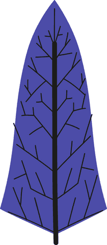 Transparent blue leaf silhouette with black vein design