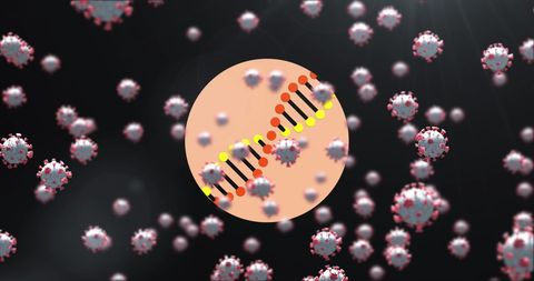 Abstract Digital Representation of COVID-19 Viruses and Data Overlay