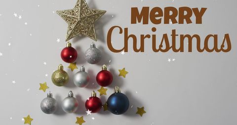 Creative Christmas Greeting with Decorative Ornaments and Baubles
