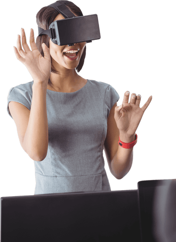 Caucasian Woman Enjoying VR Experience on Transparent Background - Download Free Stock Videos Pikwizard.com