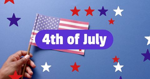 4th of July Celebration with American Flag and Stars