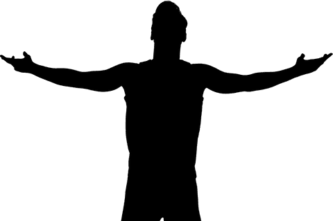 Athletic victory pose silhouette transparent background png