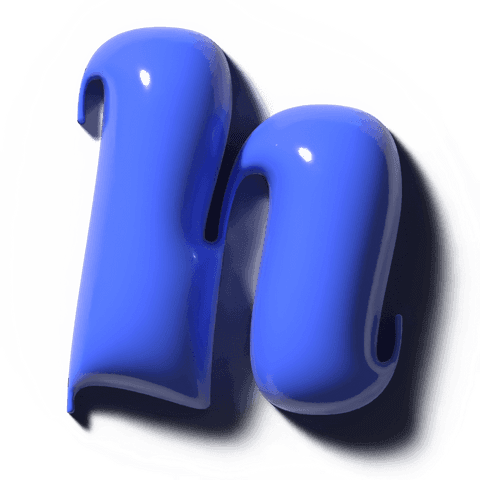 Transparent cobalt tubular 'n' floating glossy 3d sculpture with hooked notches and halo