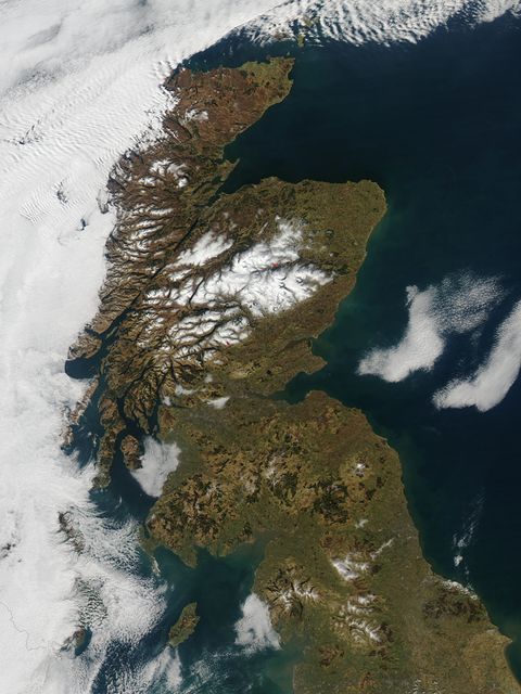 In late February, 2013 the Aqua satellite passed over Scotland as the clouds parted, allowing the Moderate Resolution Imaging Spectroradiometer (MODIS) flying aboard to capture a clear image of the late winter landscape. This image was captured at 1320 UTC (1:20 in the afternoon local time) on February 27.  England makes up about the southern third of the image. The border between England and Scotland runs from the River Tweed on the east coast and the Solway Firth along the Cheviot Hills of the west coast. The Solway Firth is an estuary of the Irish Sea, and was filled with tan-colored sediment at the time of this image. Further north on the west coast of Scotland, the Firth of Clyde is hidden under a bank of low clouds (fog).  Scotland’s Southern Uplands lie just north of the border and the Central Lowlands just north of that. The Grampian Mountains are found in the center of the country, and the high peaks wear a covering of snow and ice year-round. Finally the Northern Highlands can be seen peeking out from under a large bank of clouds.  The Northern Highlands and the Grampian Mountains are separated by a striking feature - the Great Glen Fault. This is a 100 km-long strike-slip fault which runs from Moray Firth in the east to Fort William at the head of Loch Linnhe in the west. The Great Glen contains the United Kingdom’s deepest freshwater loch, the famous Loch Ness.  Credit: NASA/GSFC/Jeff Schmaltz/MODIS Land Rapid Response Team  <b><a href="http://www.nasa.gov/audience/formedia/features/MP_Photo_Guidelines.html" rel="nofollow">NASA image use policy.</a></b>  <b><a href="http://www.nasa.gov/centers/goddard/home/index.html" rel="nofollow">NASA Goddard Space Flight Center</a></b> enables NASA’s mission through four scientific endeavors: Earth Science, Heliophysics, Solar System Exploration, and Astrophysics. Goddard plays a leading role in NASA’s accomplishments by contributing compelling scientific knowledge to advance the Agency’s mission.  <b>Follow us on <a href="http://twitter.com/NASA_GoddardPix" rel="nofollow">Twitter</a></b> <b>Like us on <a href="http://www.facebook.com/pages/Greenbelt-MD/NASA-Goddard/395013845897?ref=tsd" rel="nofollow">Facebook</a></b> <b>Find us on <a href="http://instagram.com/nasagoddard?vm=grid" rel="nofollow">Instagram</a></b>