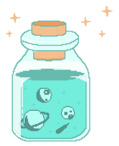 pixel art cosmic scene in glowing transparent jar - Download Free Stock Videos Pikwizard.com