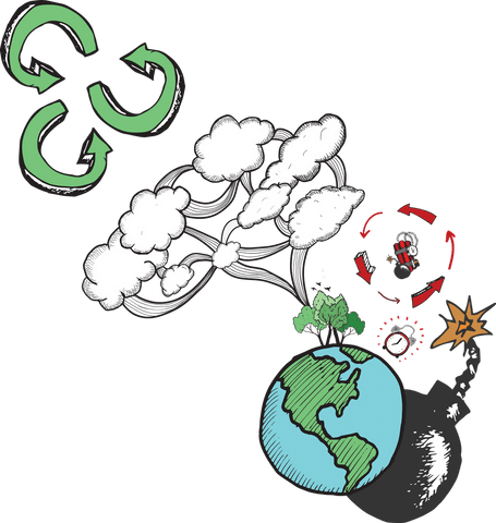 transparent illustration of global ecology with clouds and arrows - Download Free Stock Videos Pikwizard.com