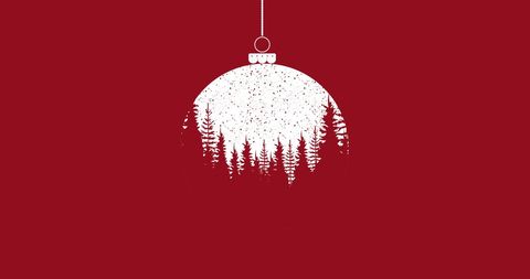 Creative Red Christmas Bauble with Tree and Snowflake Graphic