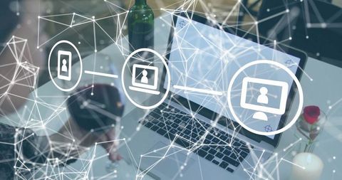 Businesswoman Engaging with Futuristic Virtual Interface in Modern Office