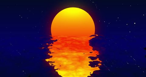 Abstract Sun over Ocean with Fiery Reflection - Download Free Stock Images Pikwizard.com