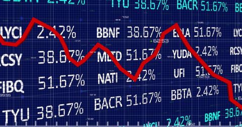 Stock Market Downturn Depicted with Red Line on Blue Digital Display - Download Free Stock Images Pikwizard.com