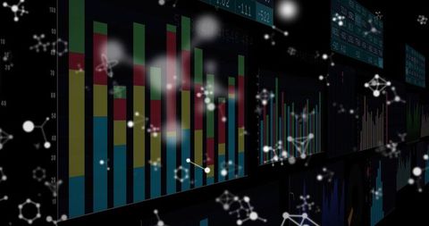 Futuristic data visualization with molecules interface