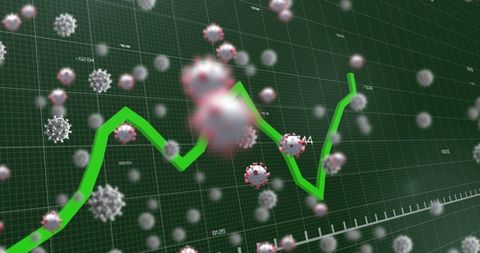 Financial Chart with Virus Particles Symbolizing Pandemic Impact on Economy - Download Free Stock Images Pikwizard.com