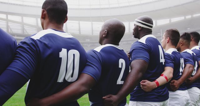 Rugby Team Preparing for Match in Stadium - Download Free Stock Images Pikwizard.com