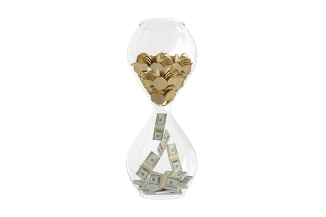 Transparent Hourglass with Flowing Coins and Banknotes Concept Art - Download Free Stock Videos Pikwizard.com