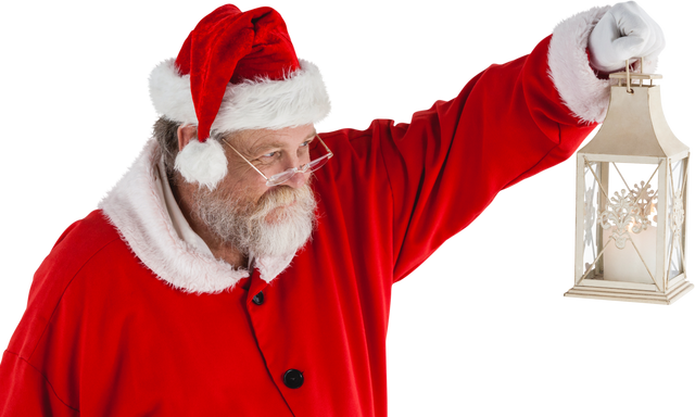 Santa Claus Holding Christmas Lantern on Transparent Background - Download Free Stock Videos Pikwizard.com