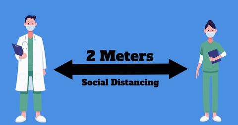 Doctors Practicing Social Distancing with Protective Masks